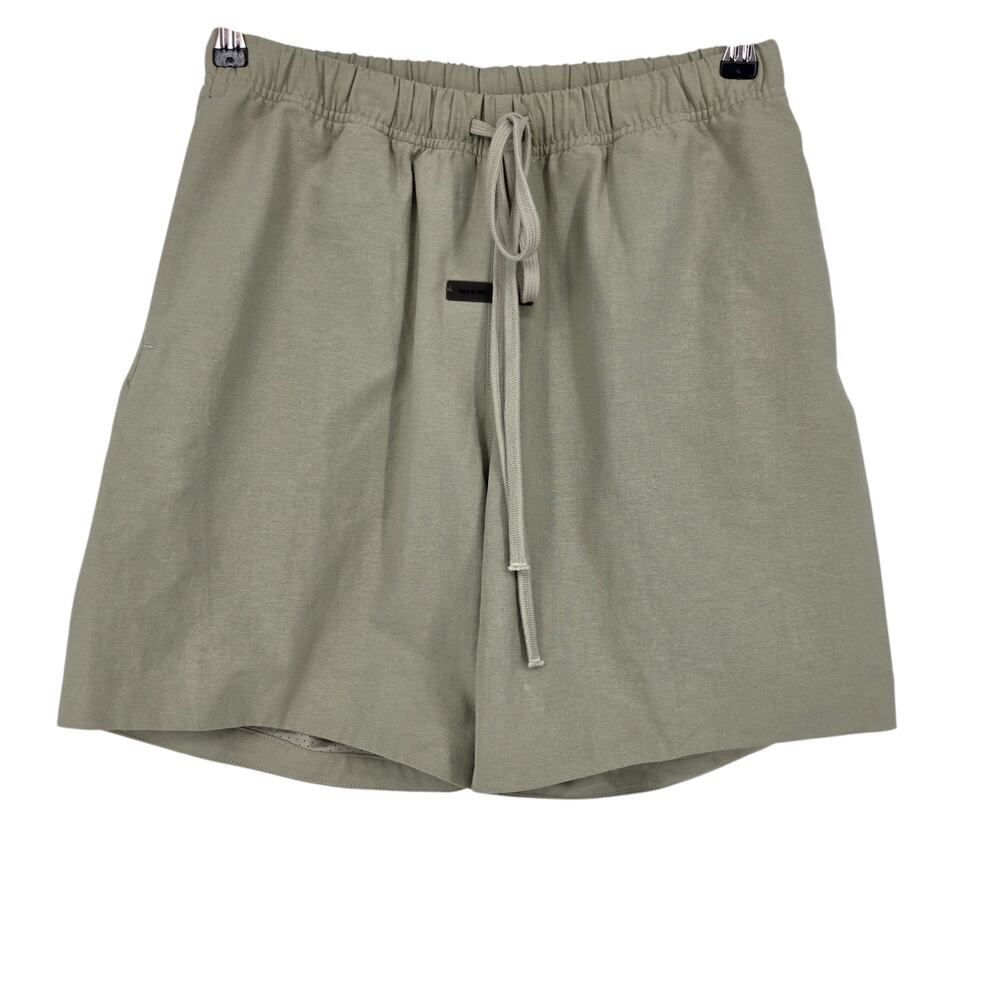 NWT Fear Of God Essentials Abbey Stone Beige Brushed Oxford Soccer Shorts Sz XS